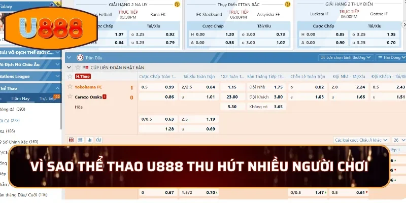 Vì sao thể thao U888 lại thu hút được nhiều người chơi